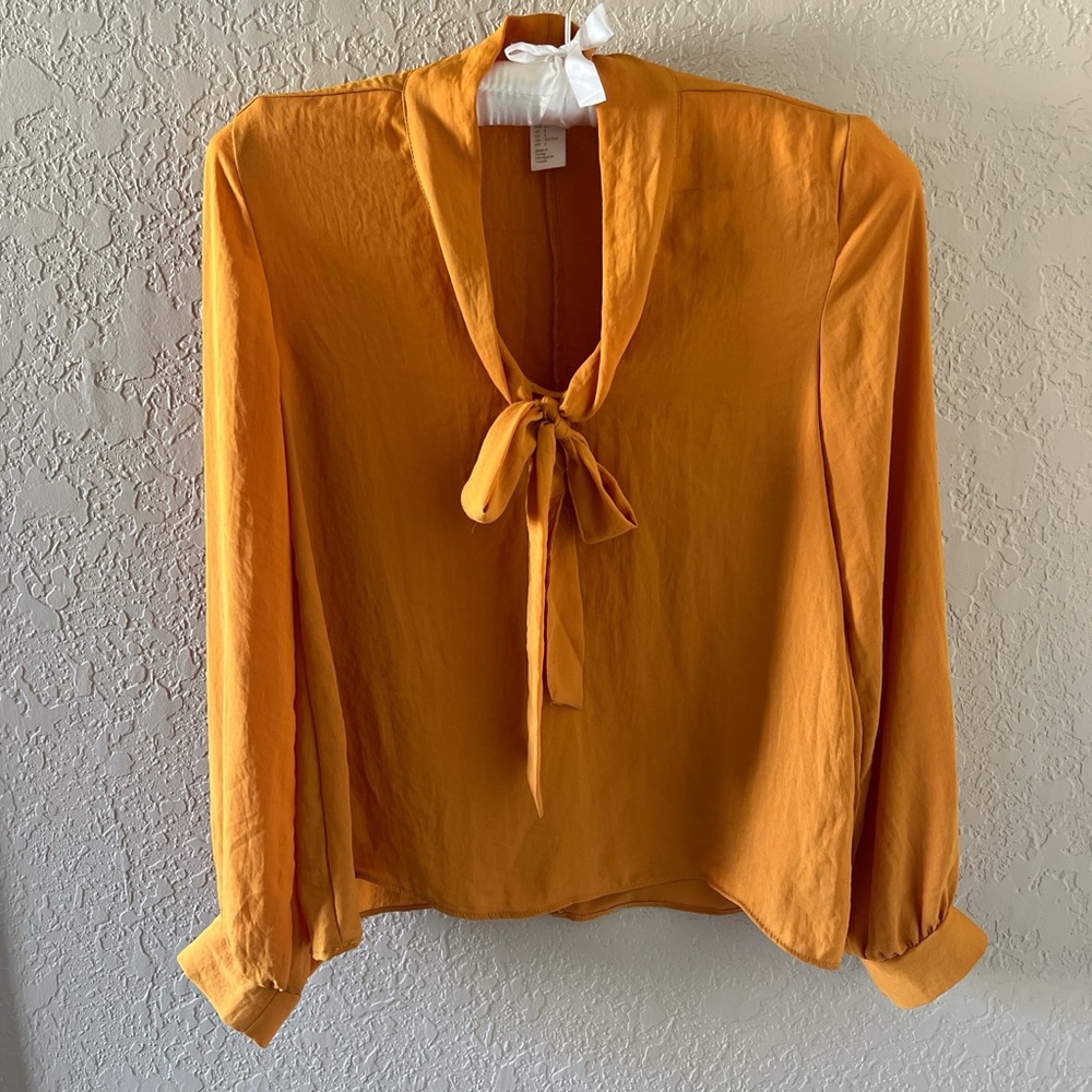 H&M Golden Tie-Neck Blouse